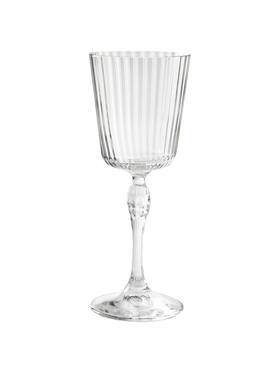 Copas de vino con relieve America's Cocktail, 4 uds., Vidrio, Transparente, Ø 8 x Al 20 cm, 240 ml