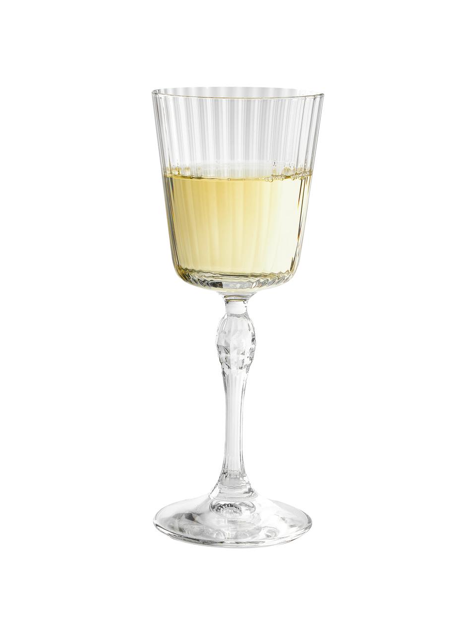 Copas de vino con relieve America's Cocktail, 4 uds., Vidrio, Transparente, Ø 8 x Al 20 cm, 240 ml