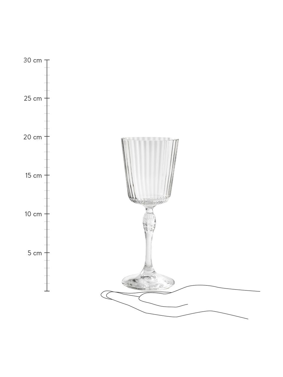 Bicchiere da vino con struttura scanalata America's Cocktail 4 pz, Vetro, Trasparente, Ø 8 x Alt. 20 cm, 240 ml