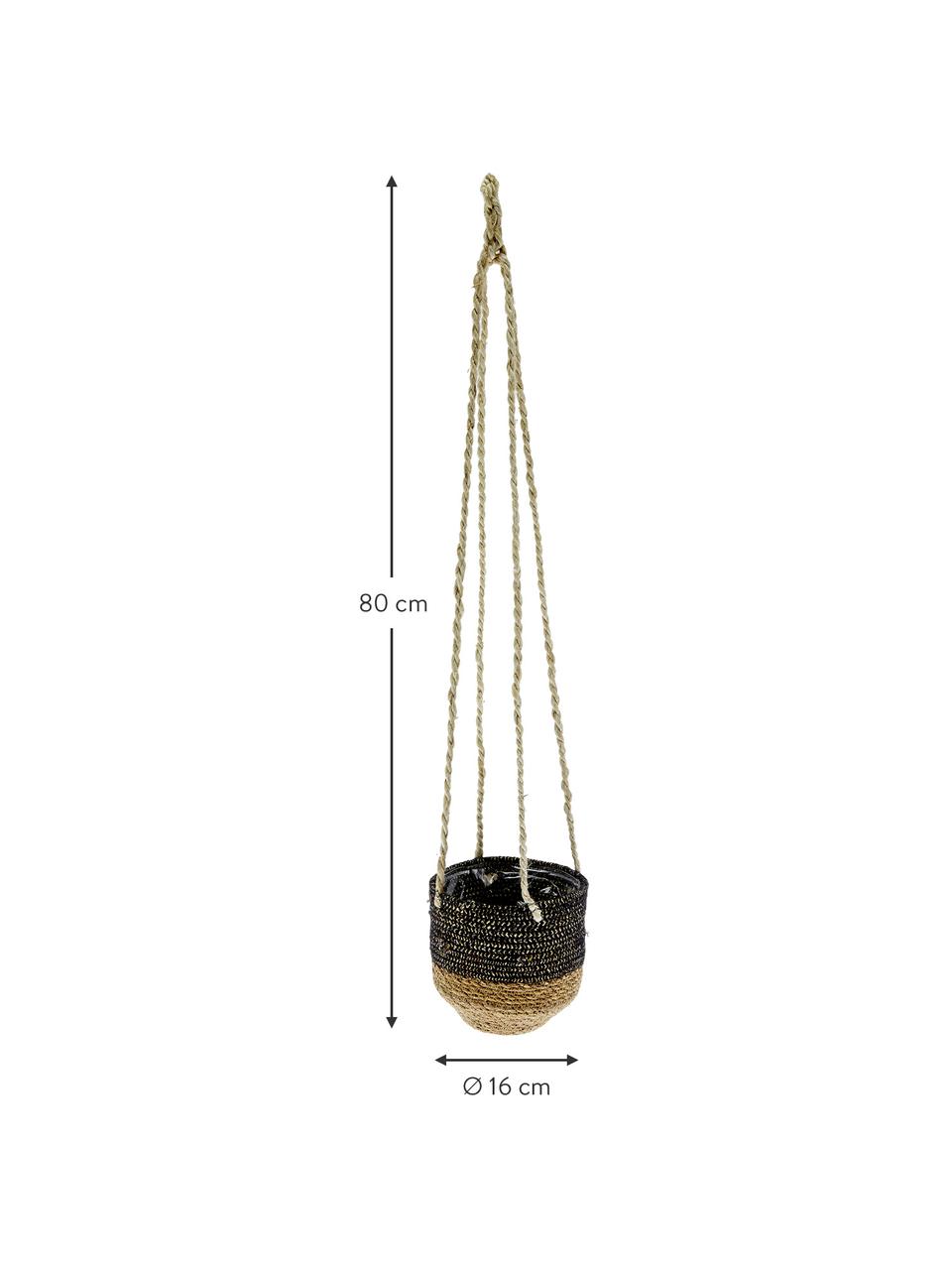 Závěsný obal na květináč Osanippa, Orobinec širokolistý, Hnědá, černá, Ø 16 cm, V 80 cm