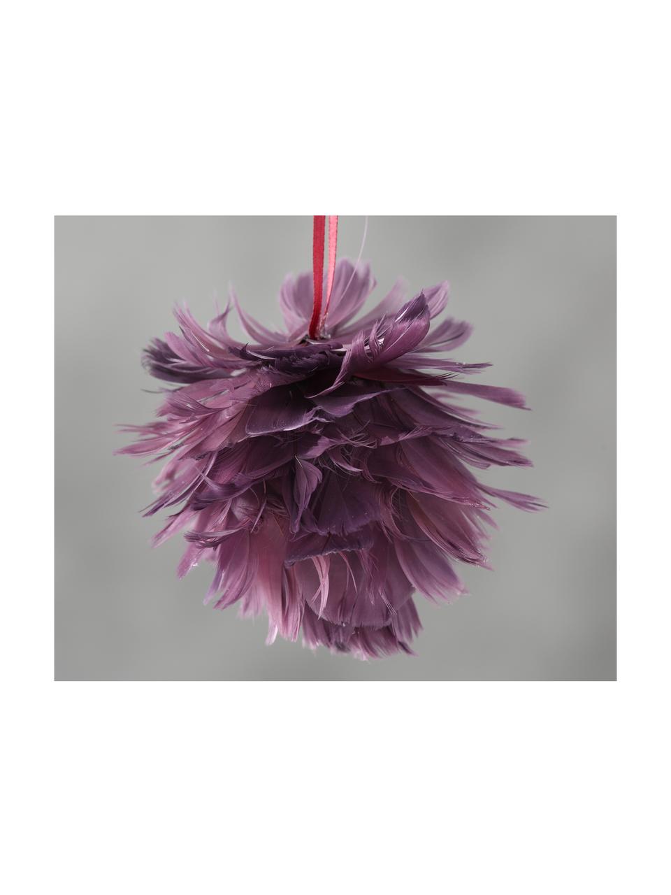 Adornos navideños Fay, 2 uds., Flor: 80% espuma, 20% plumas, Violeta, rojo, Ø 11 x Al 11 cm