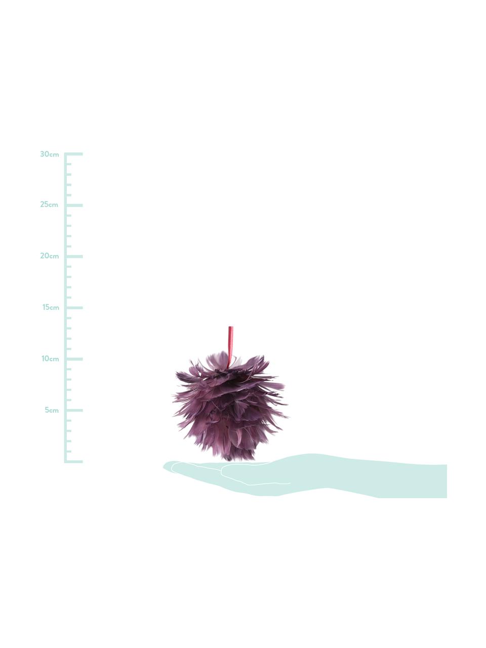 Adornos navideños Fay, 2 uds., Flor: 80% espuma, 20% plumas, Violeta, rojo, Ø 11 x Al 11 cm