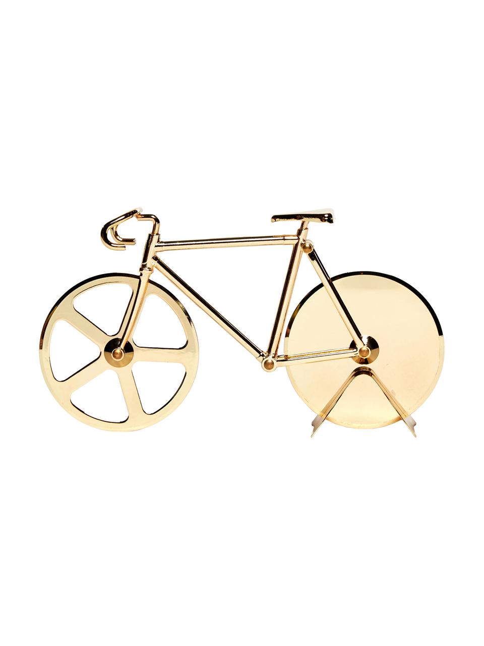 Goldfarbener Pizzaschneider Velo im Fahrraddesign aus Edelstahl, Edelstahl, beschichtet, Goldfarben, 23 x 13 cm