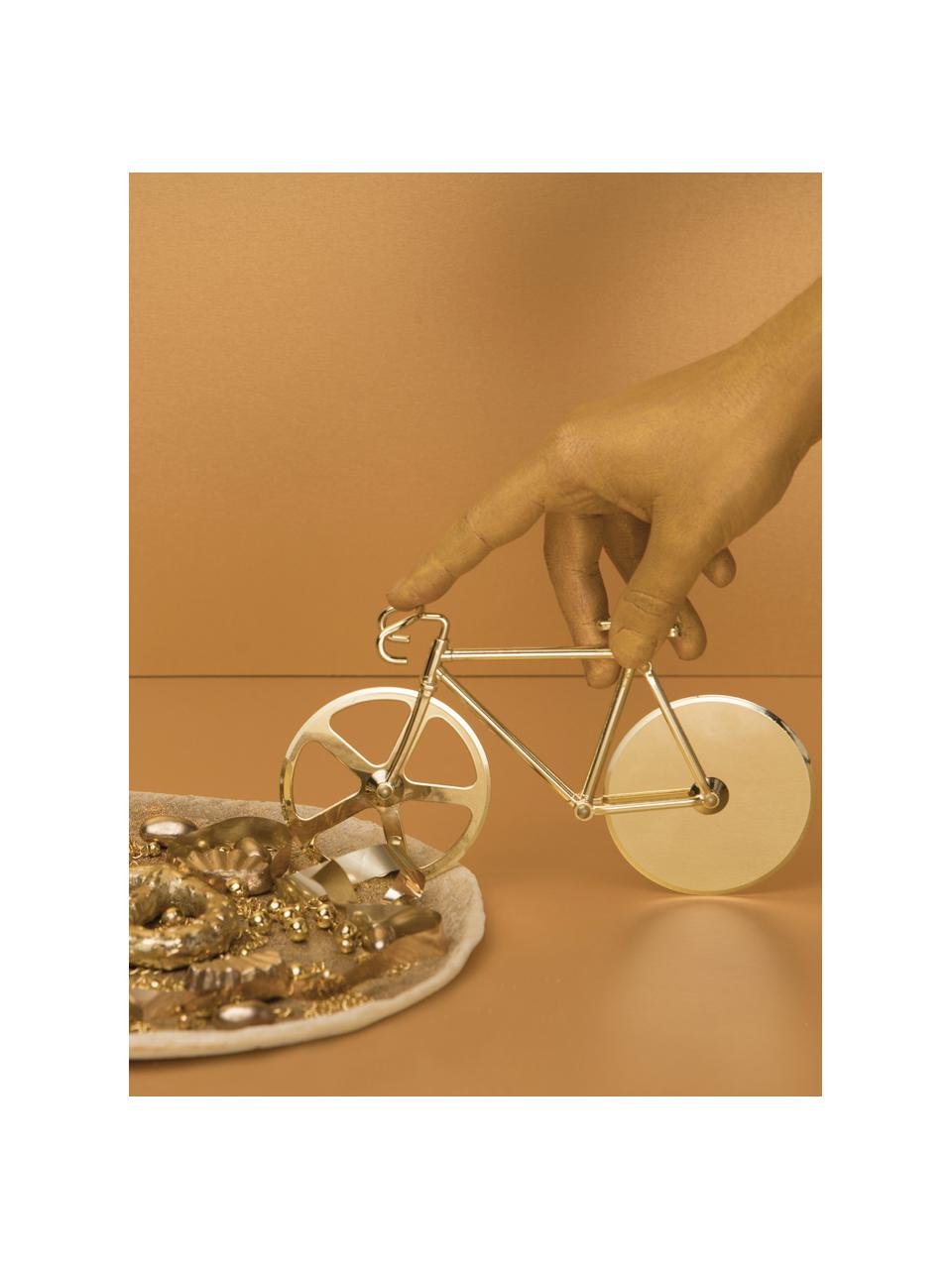 Goldfarbener Pizzaschneider Velo im Fahrraddesign aus Edelstahl, Edelstahl, beschichtet, Goldfarben, 23 x 13 cm