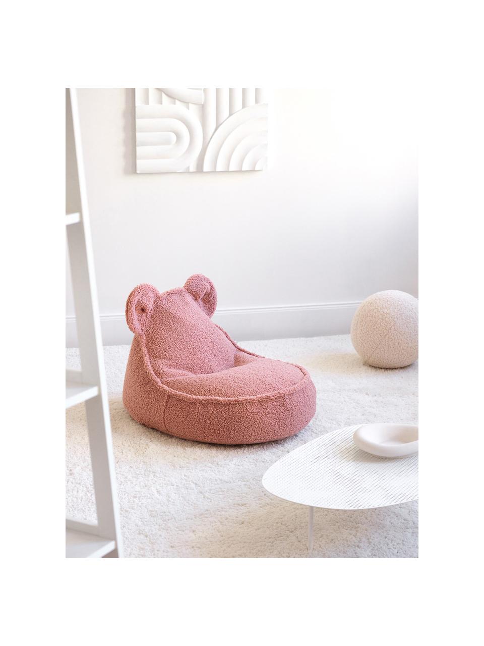 Pouf en peluche pour enfant Bear, Peluche rose pâle, larg. 60 x prof. 70 cm