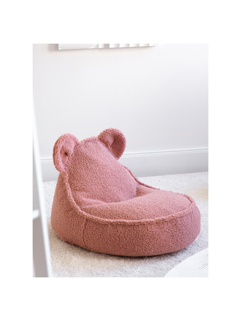 Pouf en peluche pour enfant Bear, Peluche rose pâle, larg. 60 x prof. 70 cm