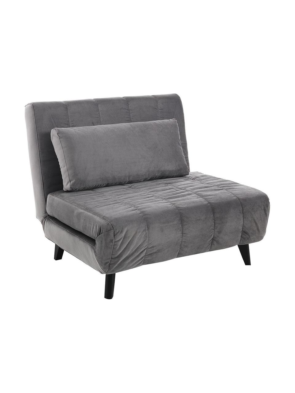 Sillón cama Laguna, Tapizado: terciopelo de microfibra, Patas: madera maciza, Gris, negro, An 100 x F 85 cm