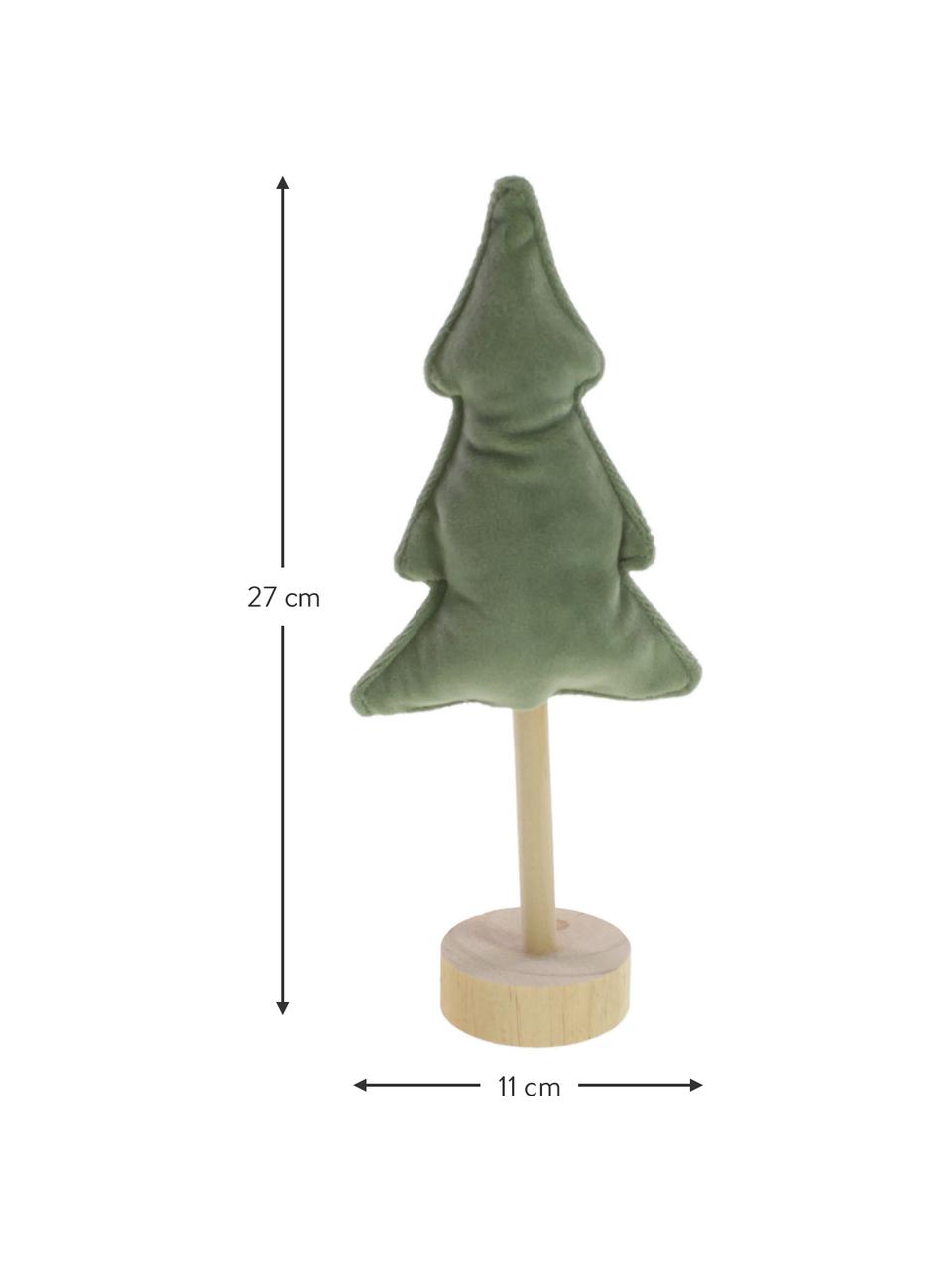 Samt-Deko-Baum Mikka in Grün H 27 cm, Holz, Polyestersamt, Grün, Beige, B 11 x H 27 cm