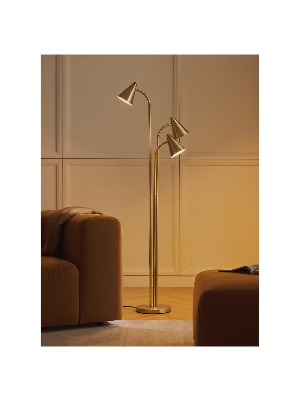 Lámpara de pie de metal Arturo, Lámpara: metal recubierto, Cable: plástico, Dorado, Al 159 cm