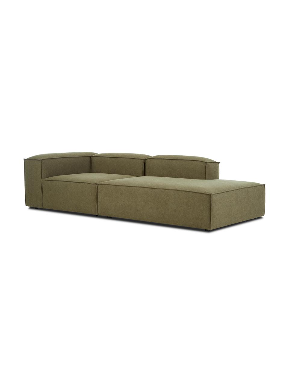 Diván modular Lennon, Tapizado: 100% poliéster Alta resis, Estructura: madera contrachapada de p, Patas: plástico, Tejido verde oliva, An 269 x F 119 cm, respaldo derecho