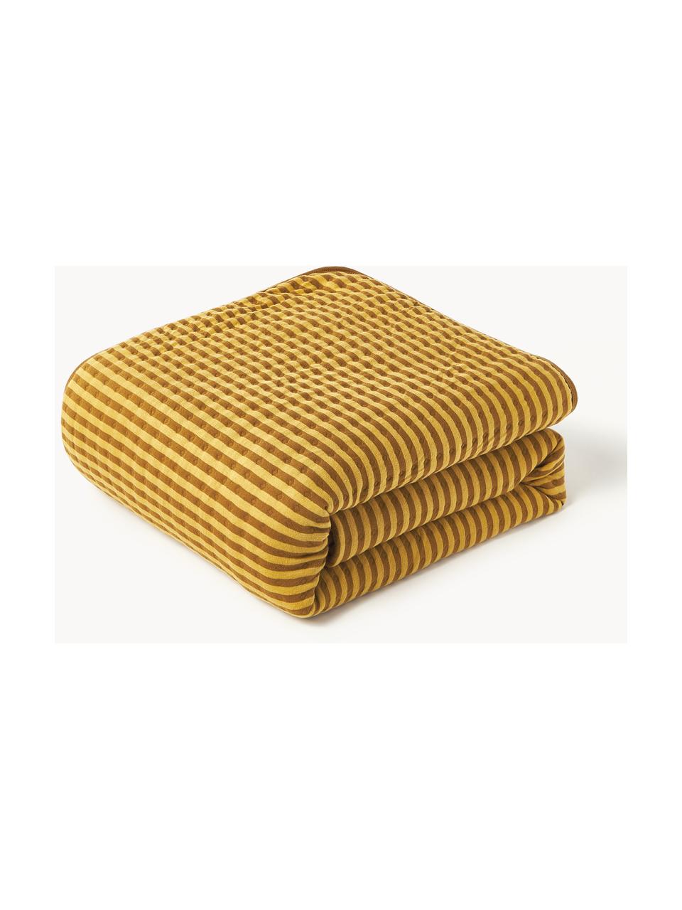 Colcha de algodón acolchada Nivia, Funda: 100% algodón, Amarillo mostaza, ocre, An 180 x L 250 cm (para camas de 140 x 200 cm)