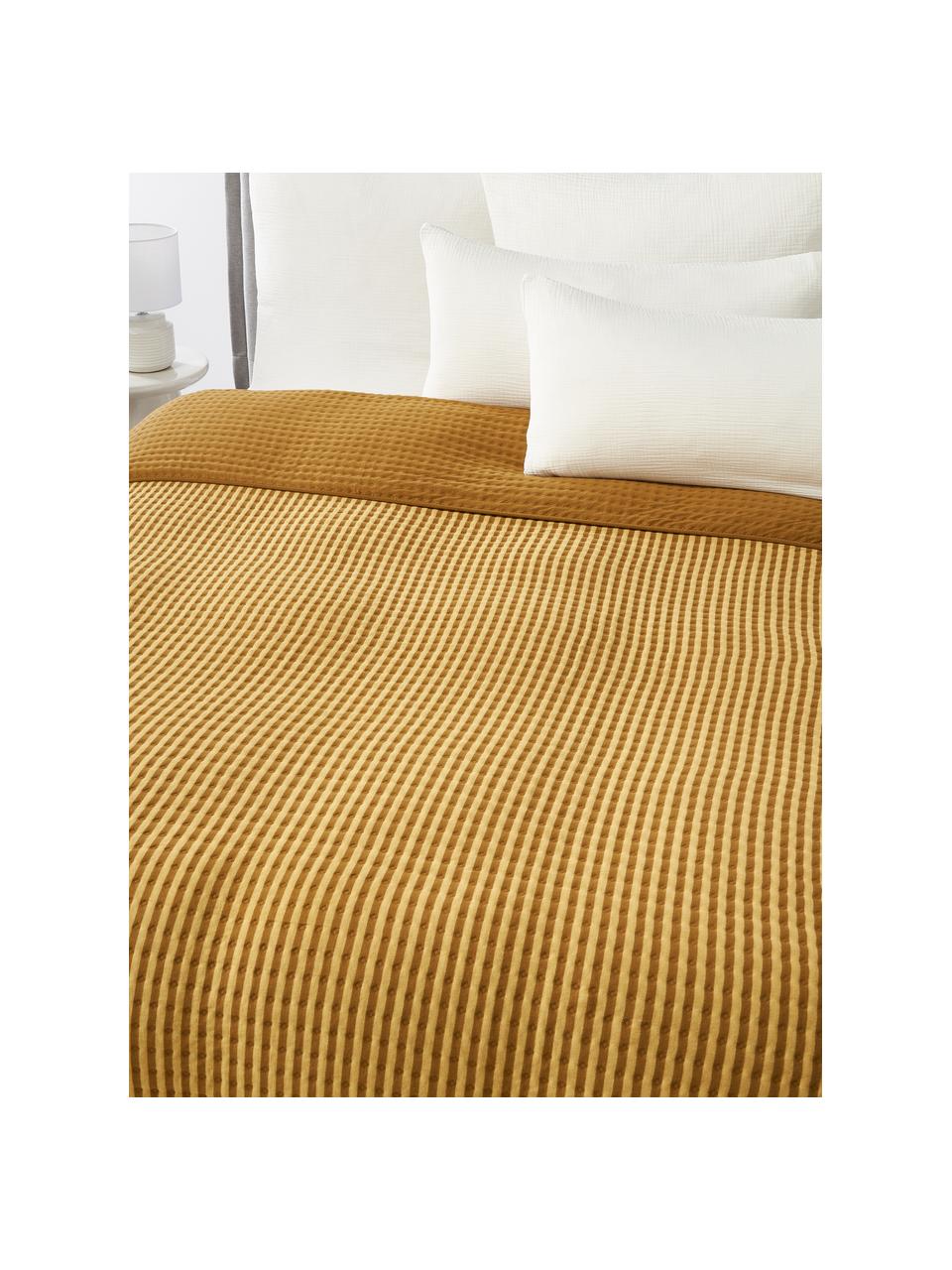 Colcha de algodón acolchada Nivia, Funda: 100% algodón, Amarillo mostaza, ocre, An 180 x L 250 cm (para camas de 140 x 200 cm)