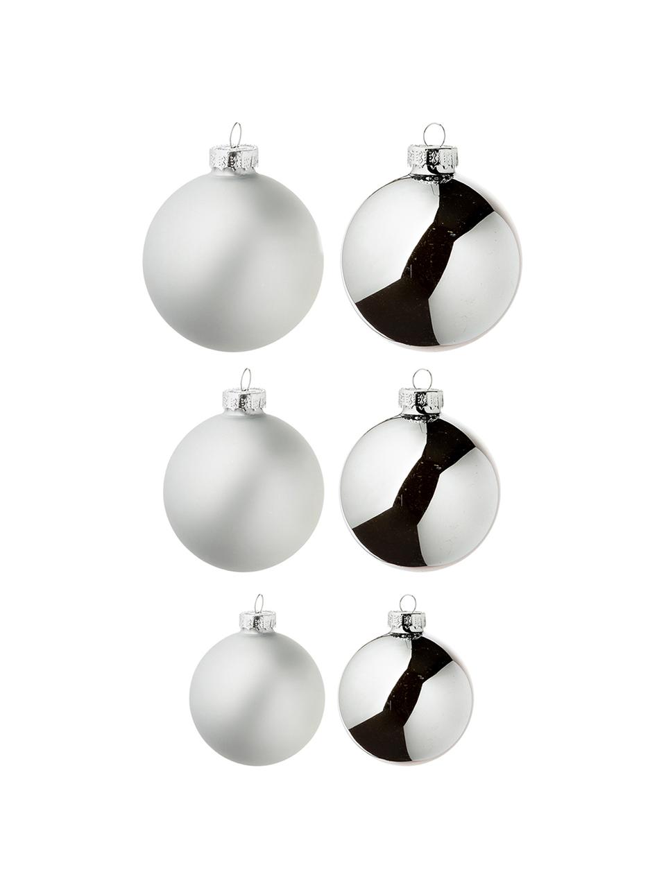Kerstballenset Nessa, 26-delig, Glas, Zilverkleurig, Set met verschillende formaten