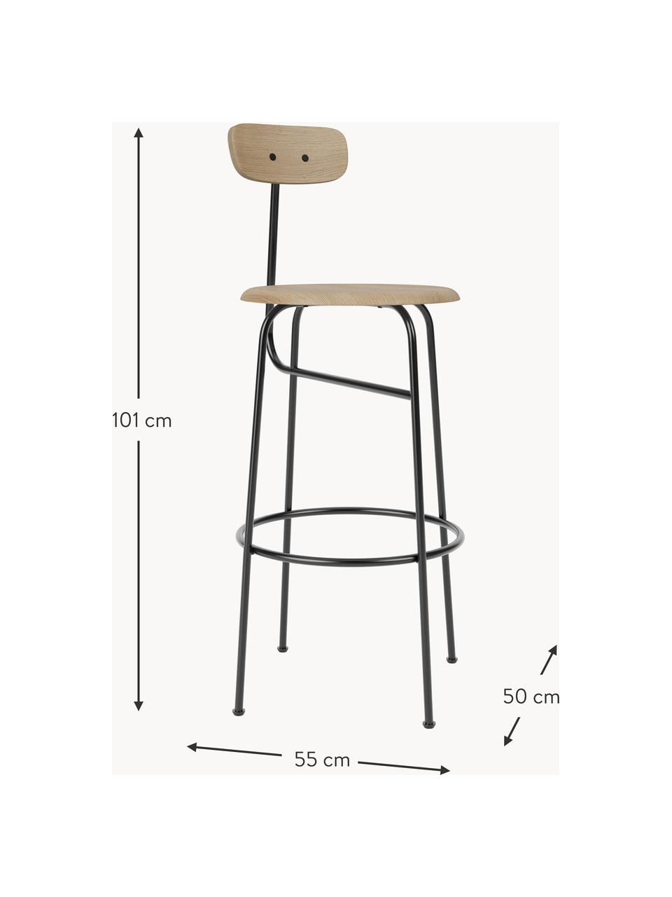 Barová židle z kovu a dřeva Afteroom, Světlé dřevo, černá, Š 50 cm, V 101 cm