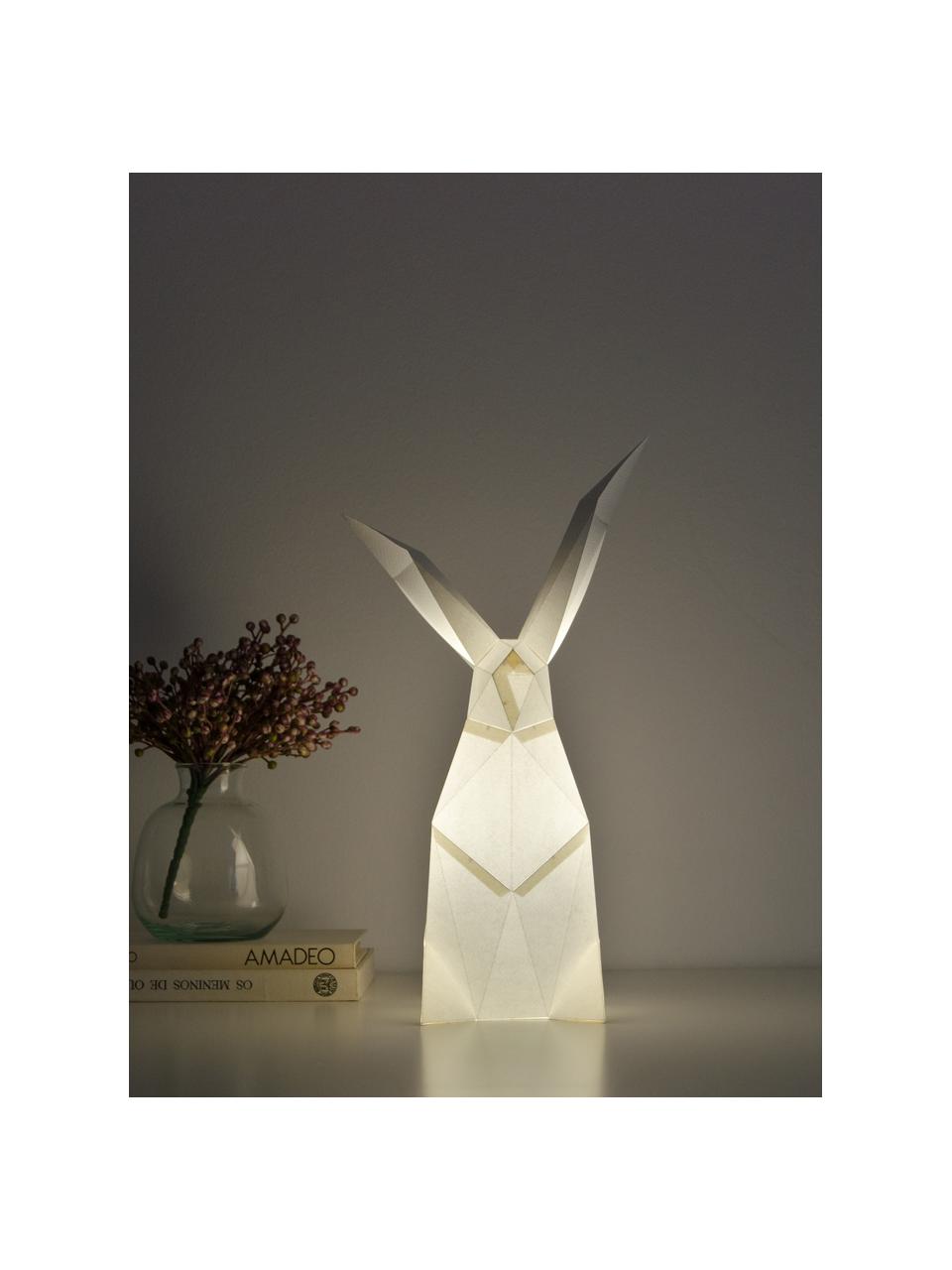 Tischleuchte Rabbit, Bausatz aus Papier, Lampenschirm: Papier, 160 g/m², Sockel: Holzfaserplatte und Kunst, Weiß, 18 x 34 cm