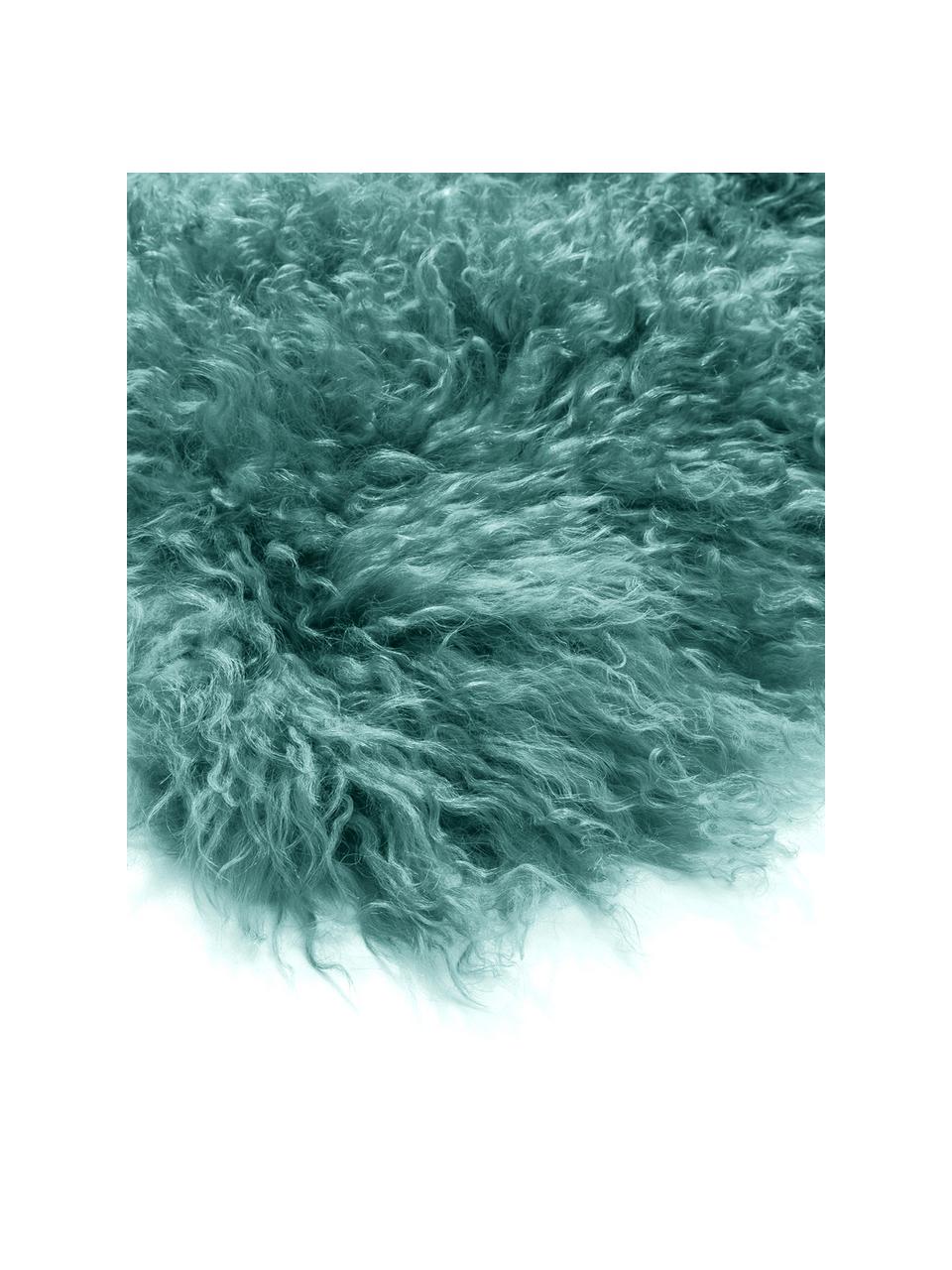 Skóra jagnięca o długim włosiu Ella, Ciemny turkusowy, S 50 x D 80 cm