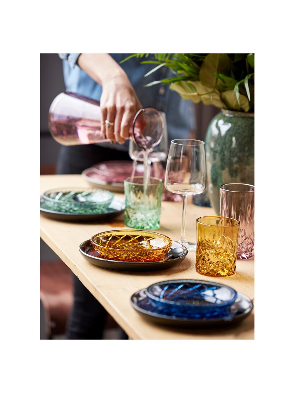 Komplet talerzy deserowych Sorrento, 4 elem., Szkło, Bursztynowy, zielony, niebieski, blady różowy, Ø 16 x W 3 cm