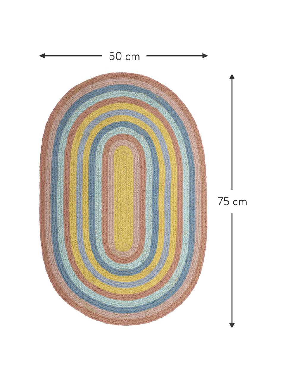 Tappeto per bambini arcobaleno in cotone e iuta multicolore con