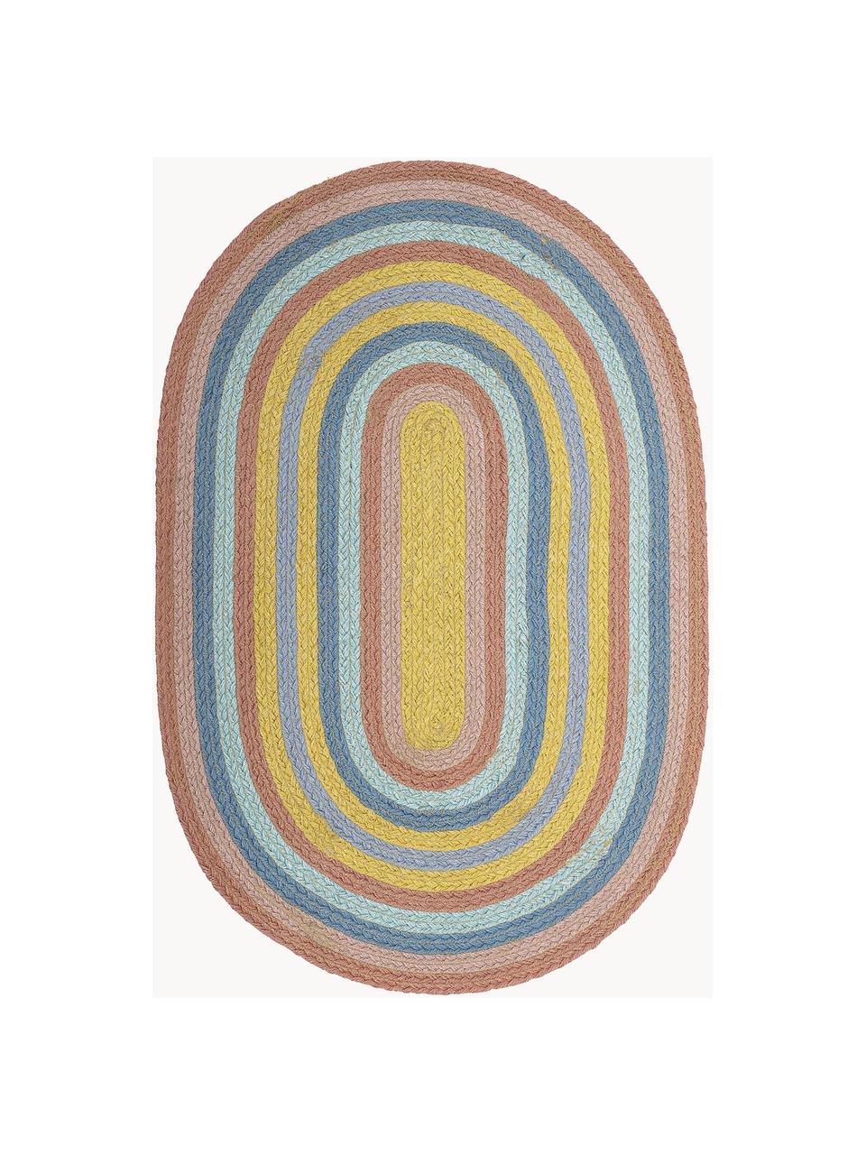 Ovale vloerkleed Ralia van jute, 100% jute, Meerkleurig, L 75 x B 50 cm