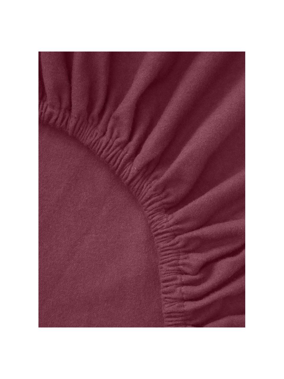 Sábana bajera de franela Biba, Rojo oscuro, Cama 90 cm (90 x 200 x 35 cm)