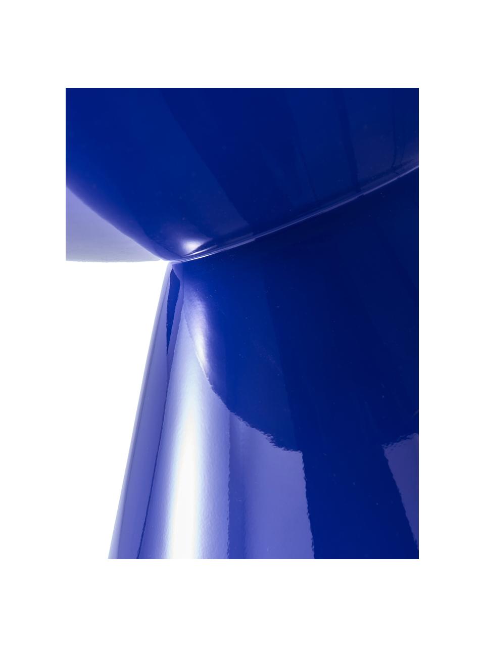Tavolino rotondo Zig Zag, Plastica laccata, Blu royal, Ø 60 cm