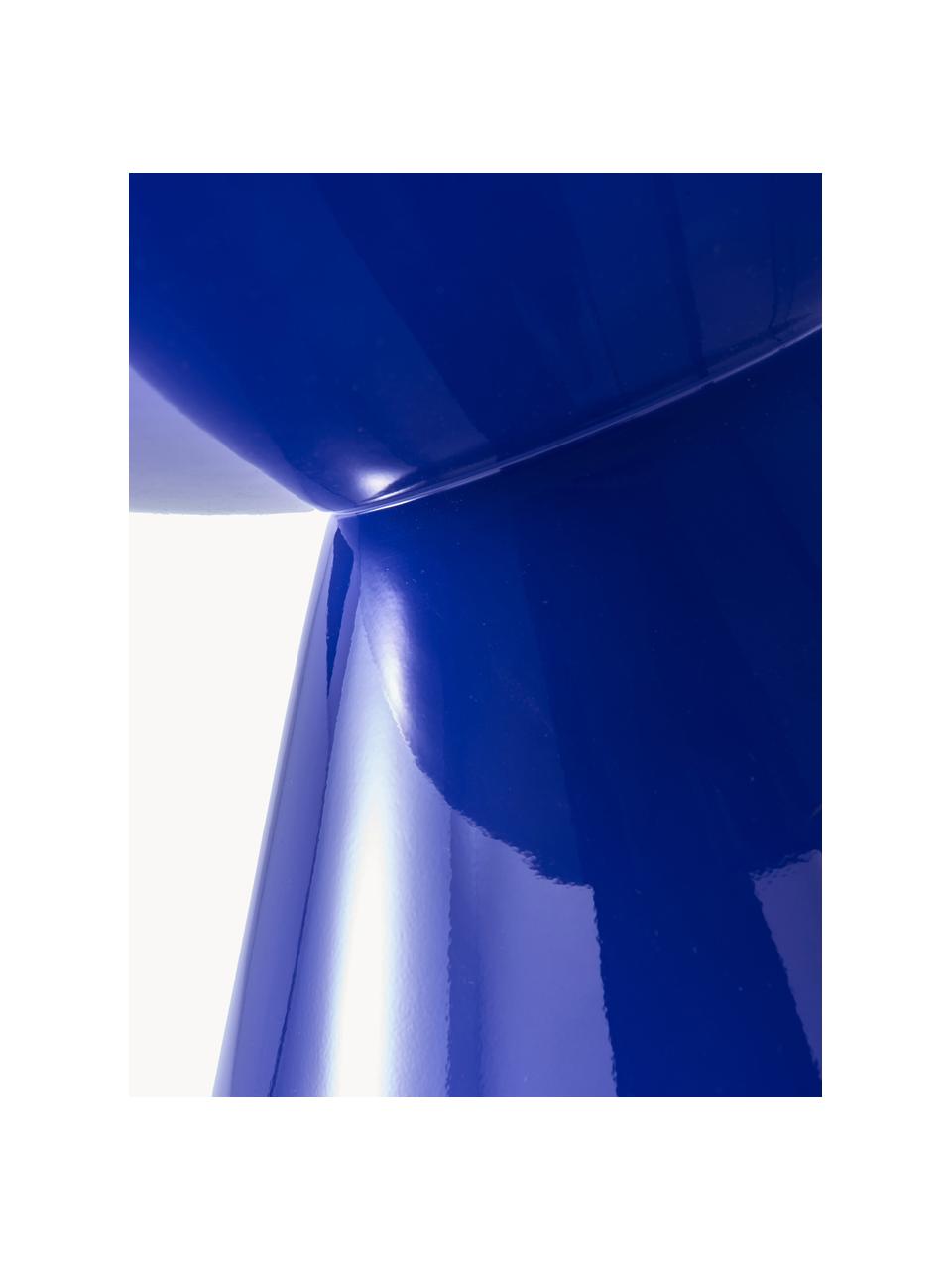 Tavolino rotondo Zig Zag, Plastica laccata, Blu royal, Ø 60 cm