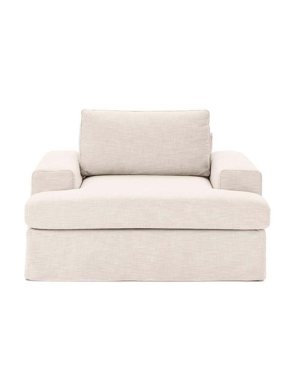 Fauteuil Russell met afneembare hoezen, Bekleding: 100% katoen Met 50.000 sc, Frame: massief grenenhout FSC-ge, Poten: kunststof, Geweven stof lichtbeige, B 103 x D 112 cm