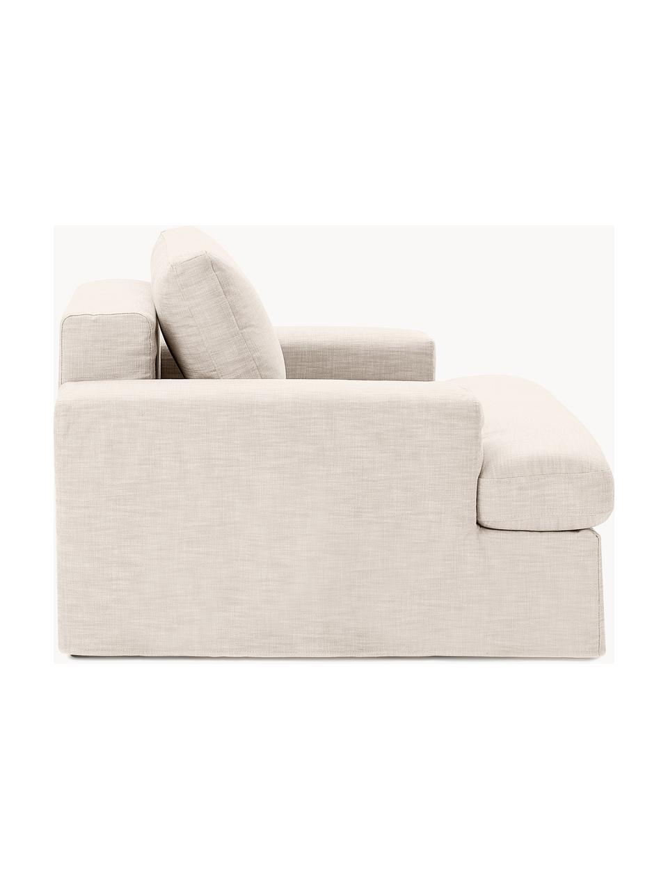 Fauteuil Russell met afneembare hoezen, Bekleding: 100% katoen Met 50.000 sc, Frame: massief grenenhout FSC-ge, Poten: kunststof Dit product is , Geweven stof lichtbeige, B 103 x D 112 cm