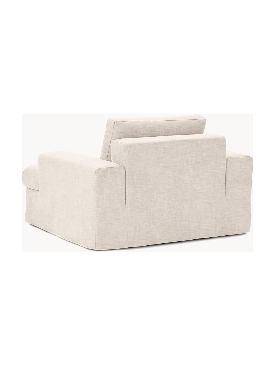 Fauteuil Russell met afneembare hoezen, Bekleding: 100% katoen Met 50.000 sc, Frame: massief grenenhout FSC-ge, Poten: kunststof Dit product is , Geweven stof lichtbeige, B 103 x D 112 cm