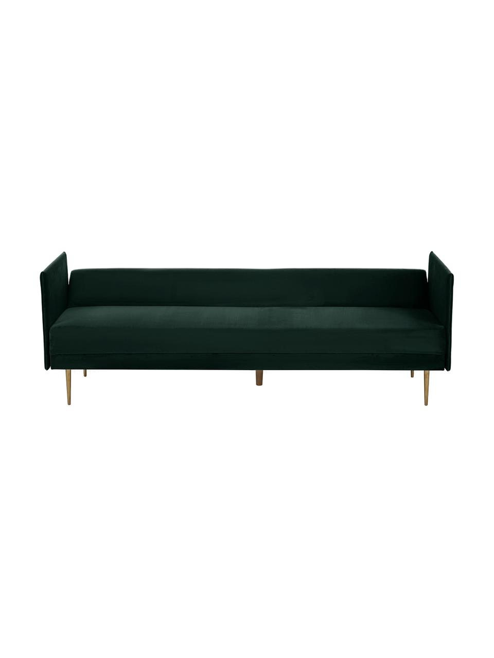 Divano letto pieghevole 3 posti in velluto Lauren, Rivestimento: velluto (poliestere) 28.0, Struttura: legno di pino, Piedini: metallo verniciato, Velluto verde scuro, Larg. 206 x Alt. 87 cm