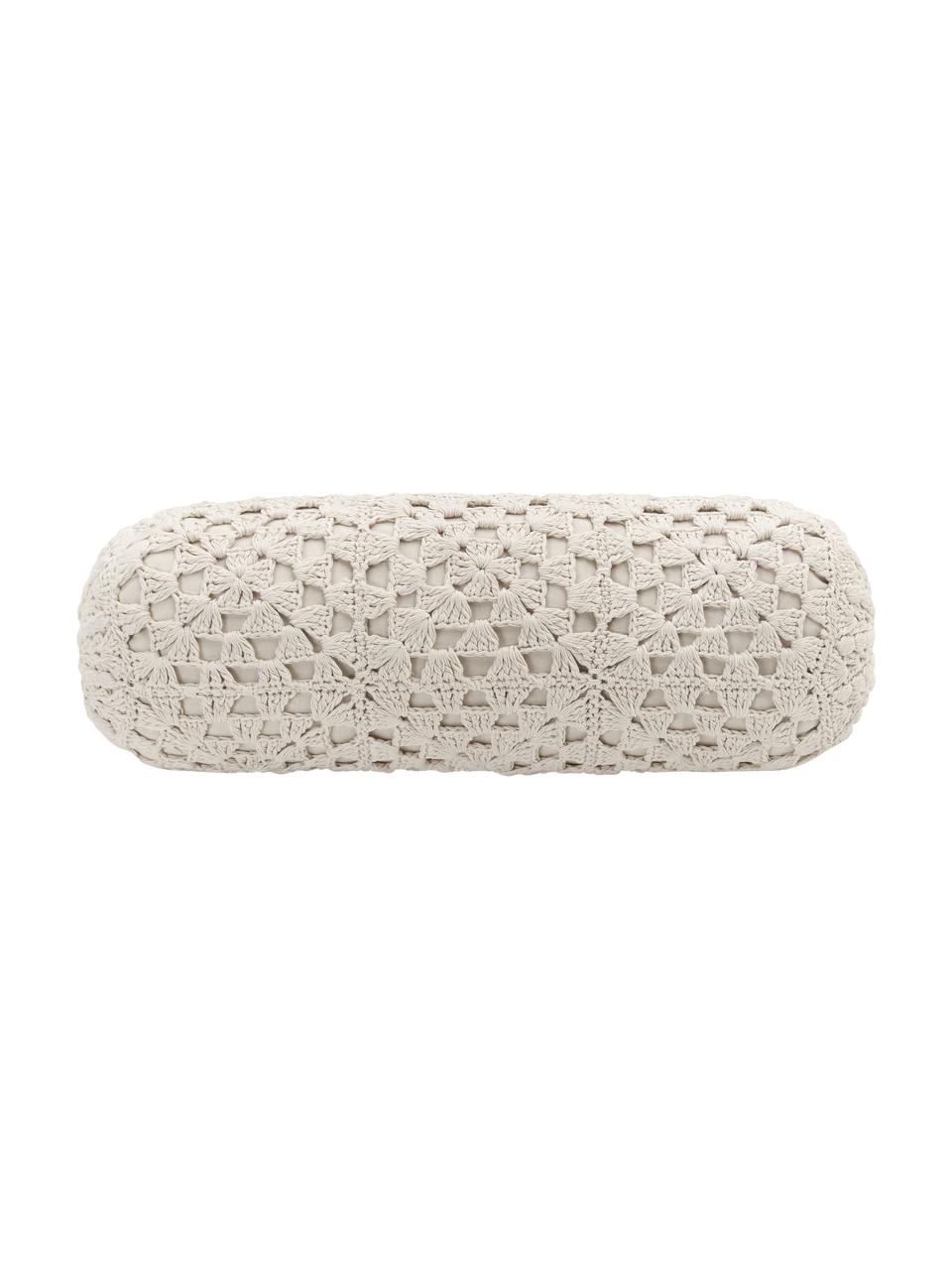 Háčkovaný polštářek z bavlny Brielle, Béžová, Ø 18 cm, D 50 cm
