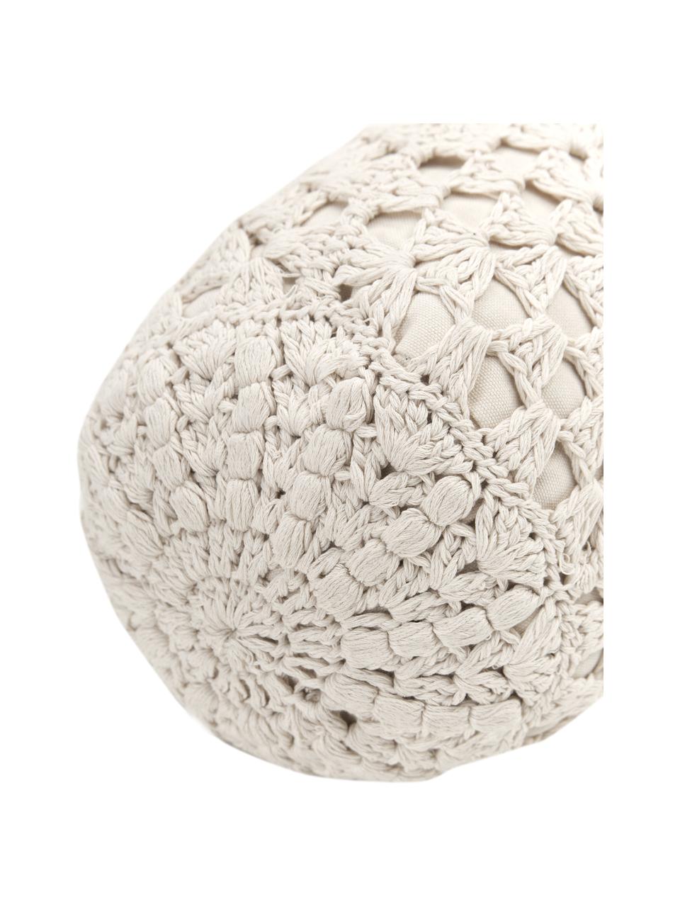 Cuscino rullo in cotone all'uncinetto Brielle, Rivestimento: 100% cotone, Beige, Ø 18 x Lung. 50 cm