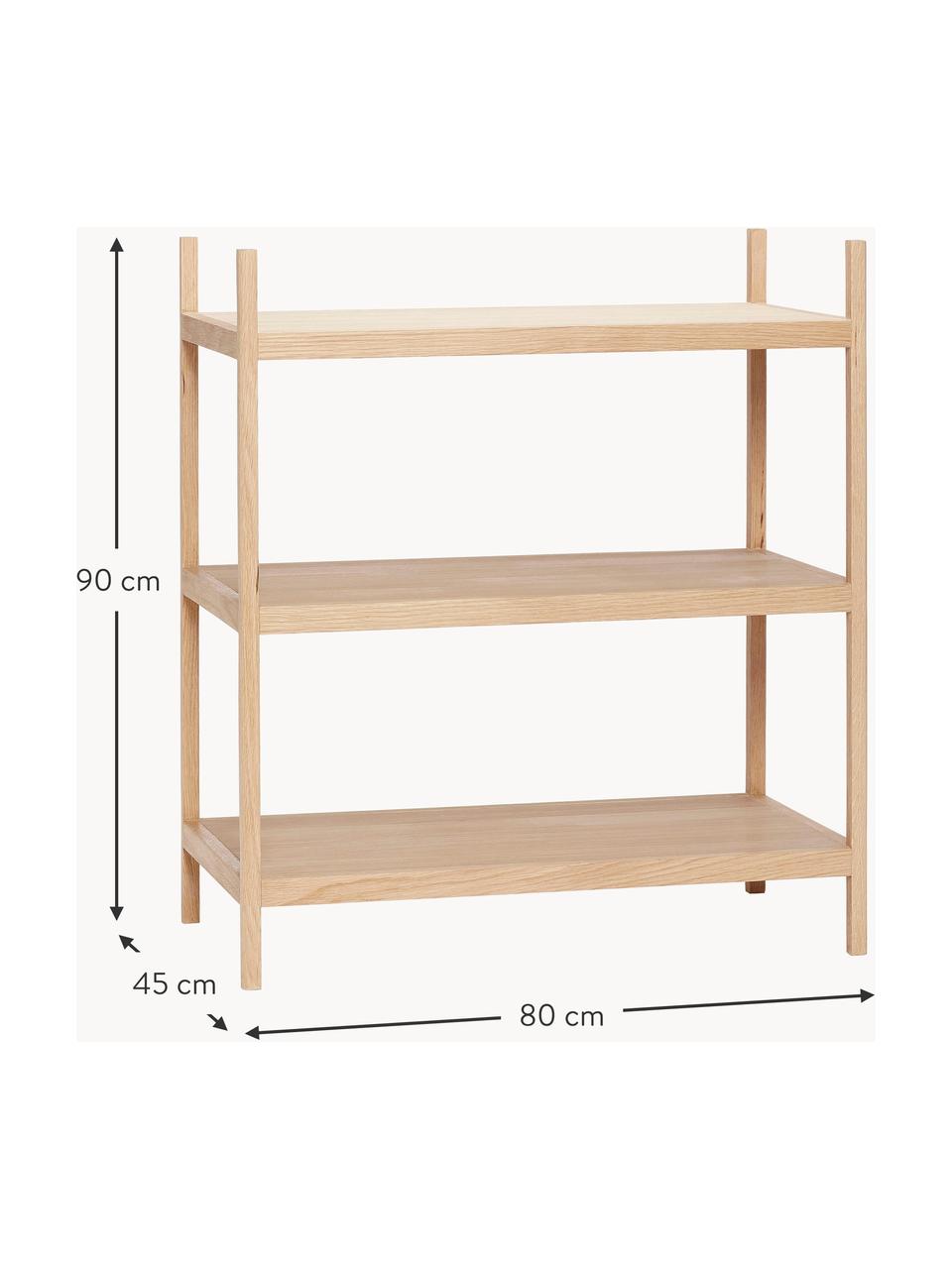 Holz-Regal Library, Eichenholzfurnier, Eichenholz

Dieses Produkt wird aus nachhaltig gewonnenem, FSC®-zertifiziertem Holz gefertigt., Eichenholz, B 80 x H 90 cm