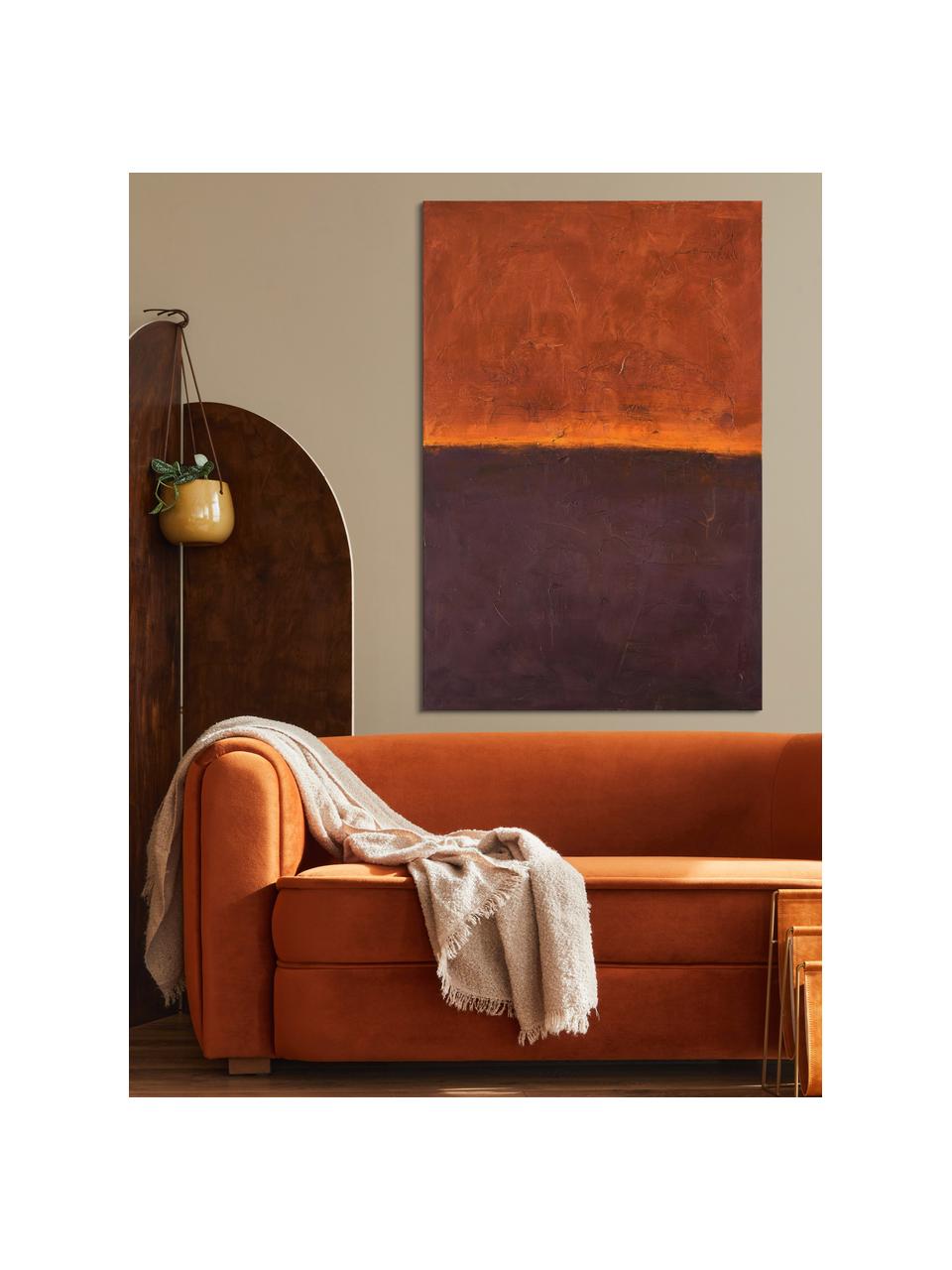 Handgemaltes Leinwandbild Edge Red, Aubergine, Orange, B 98 x H 148 cm