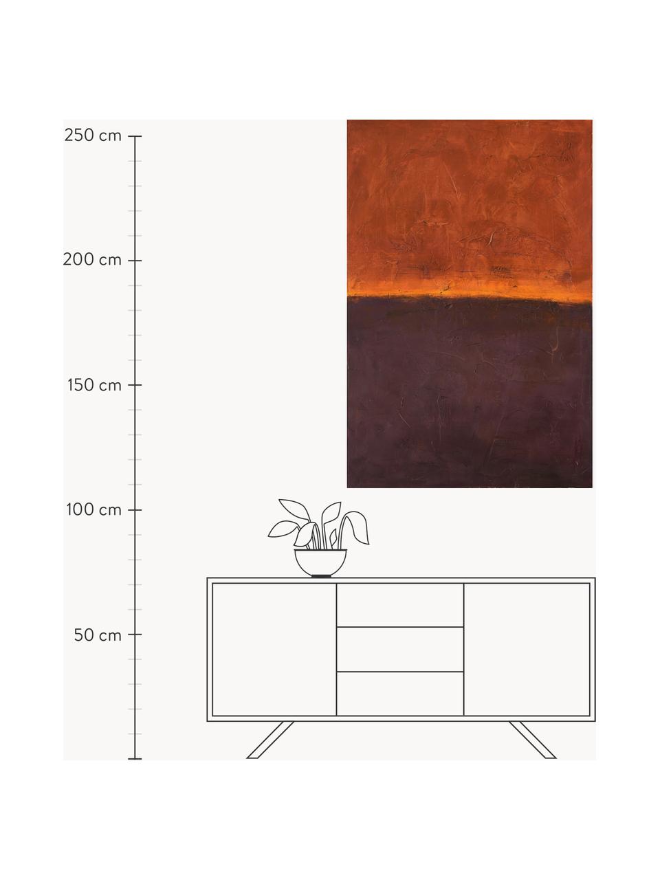 Handgemaltes Leinwandbild Edge Red, Aubergine, Orange, B 98 x H 148 cm