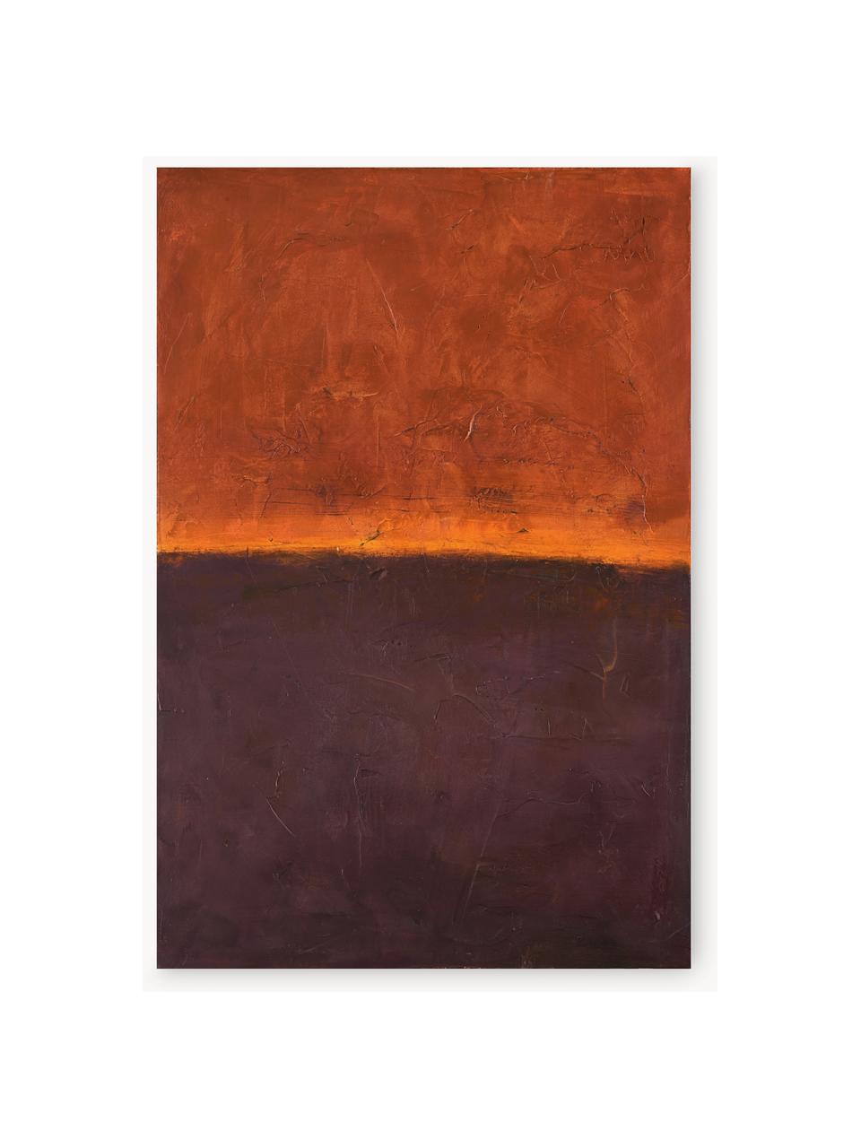 Handgemaltes Leinwandbild Edge Red, Aubergine, Orange, B 98 x H 148 cm