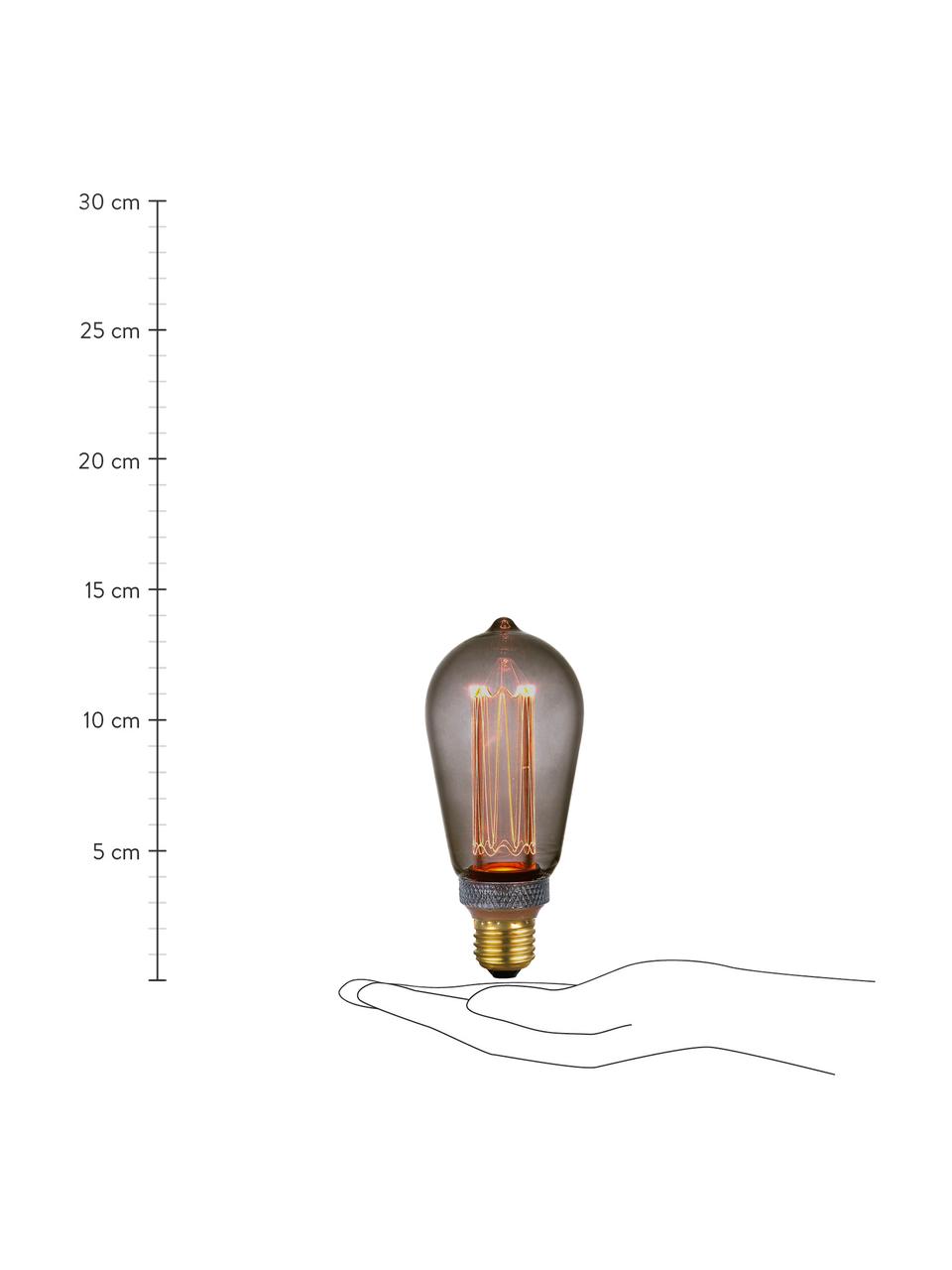 E27 Leuchtmittel, 120lm, dimmbar, warmweiß, 1 Stück, Leuchtmittelschirm: Glas, Leuchtmittelfassung: Metall, beschichtet, Grau, transparent, Ø 6 x H 14 cm