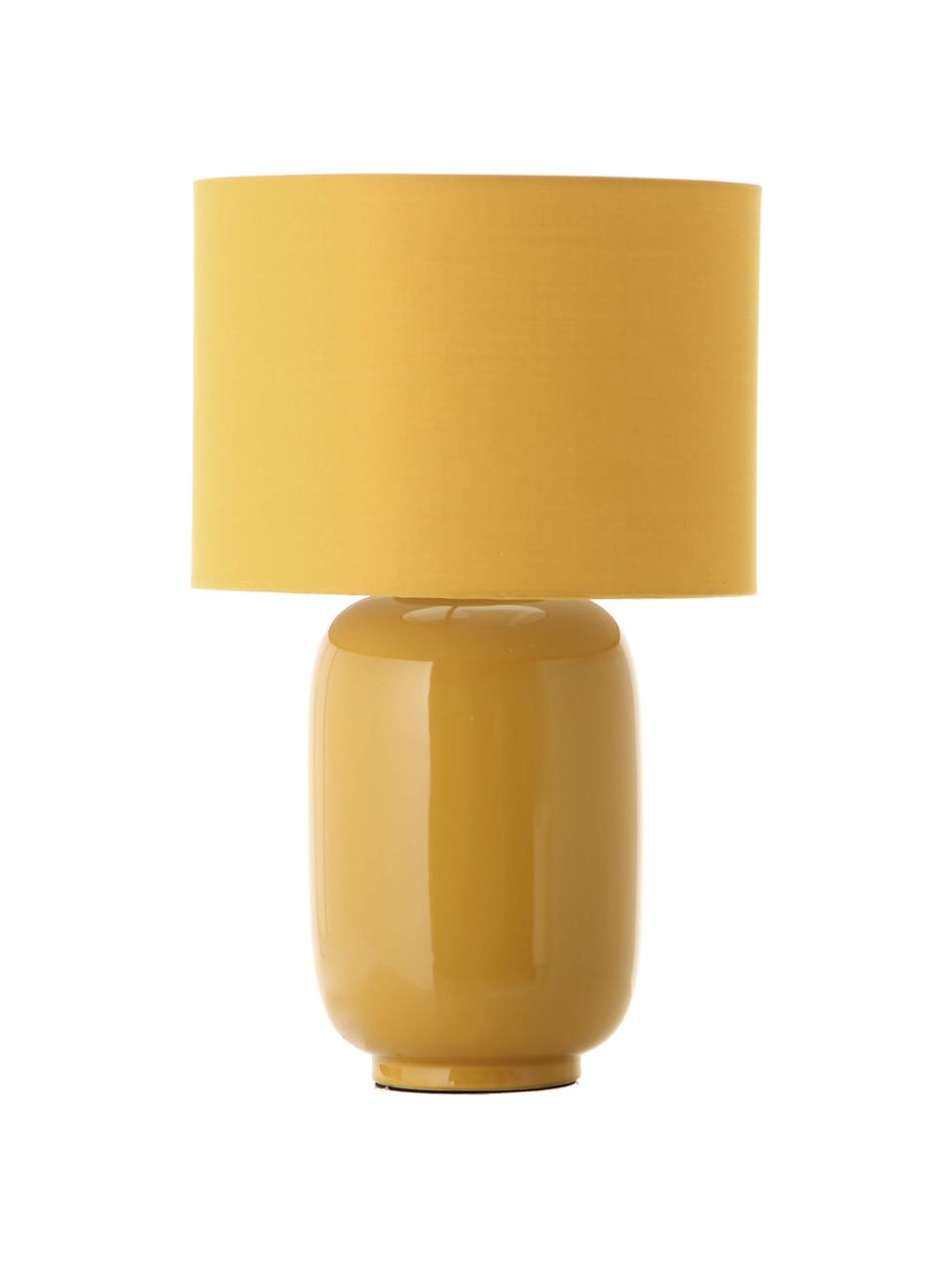 Lámpara de noche de cerámica Cadiz, Pantalla: tela, Cable: cubierto en tela, Amarillo, Ø 28 x Al 43 cm