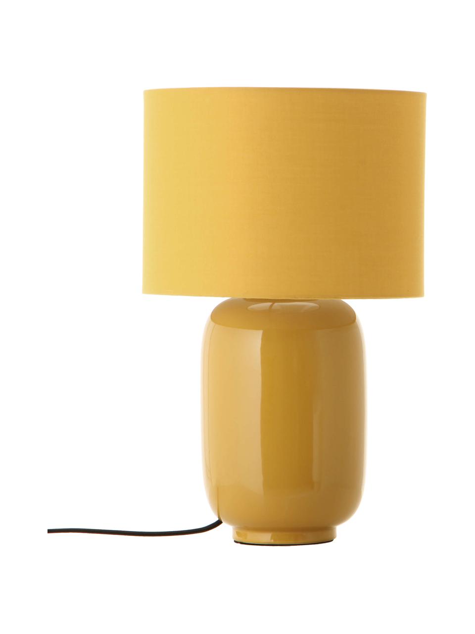 Lampe à poser céramique jaune moutarde Cadiz, Jaune, Ø 28 x haut. 43 cm