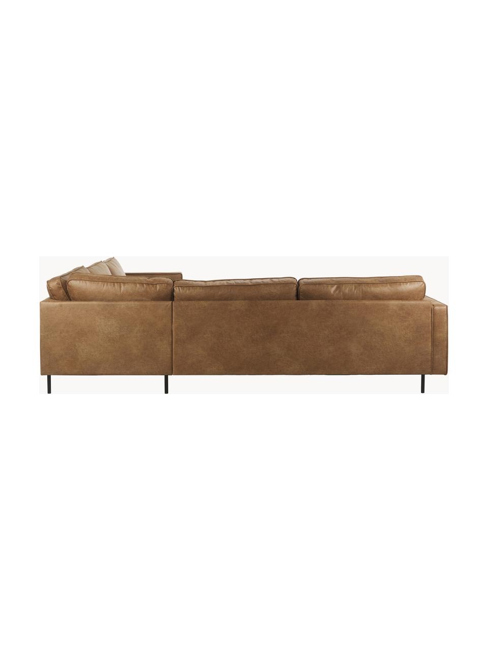Canapé d'angles XL en cuir recyclé Hunter, Cuir brun, larg. 285 x prof. 285 cm