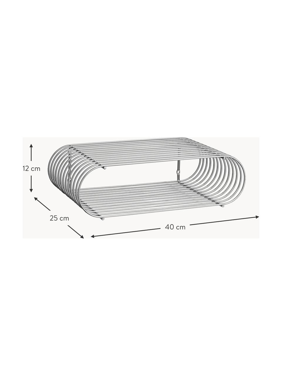 Kovový nástenný regál Curva, Š 40 cm, Potiahnutá oceľ, Odtiene striebornej, lesklá, Š 40 x V 12 cm