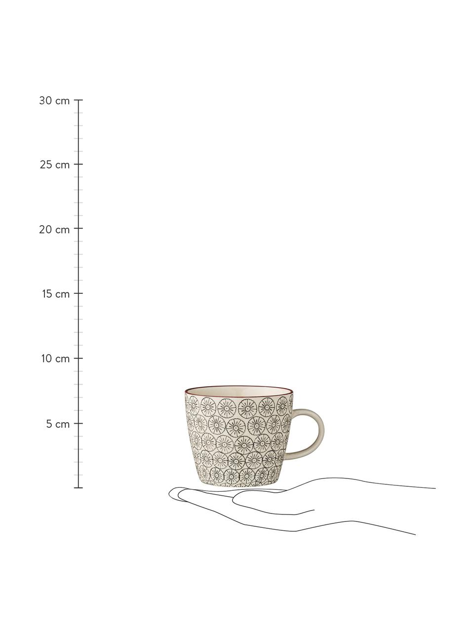 Tassen Karine mit kleinem Muster, 4er-Set, Steingut, Bunt, gemustert, Ø 10 x H 8 cm, 300 ml