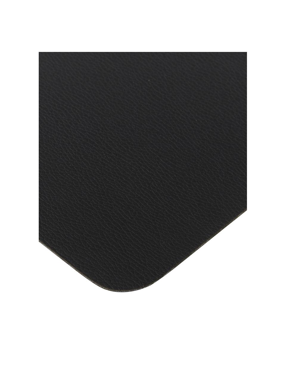 Sets de table en cuir synthétique Pik, 2 pièces, Plastique (PVC), Noir, larg. 33 x long. 46 cm