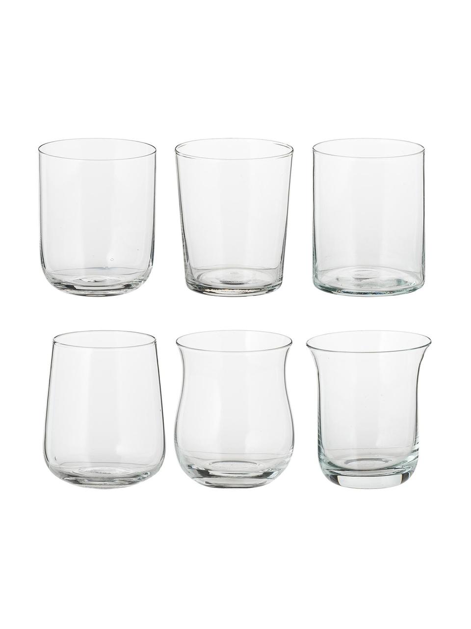 Mondgeblazen waterglazen Diseguale in verschillende vormen, 6 stuks, Mondgeblazen glas, Transparant, Ø 8 x H 10 cm, 200 ml