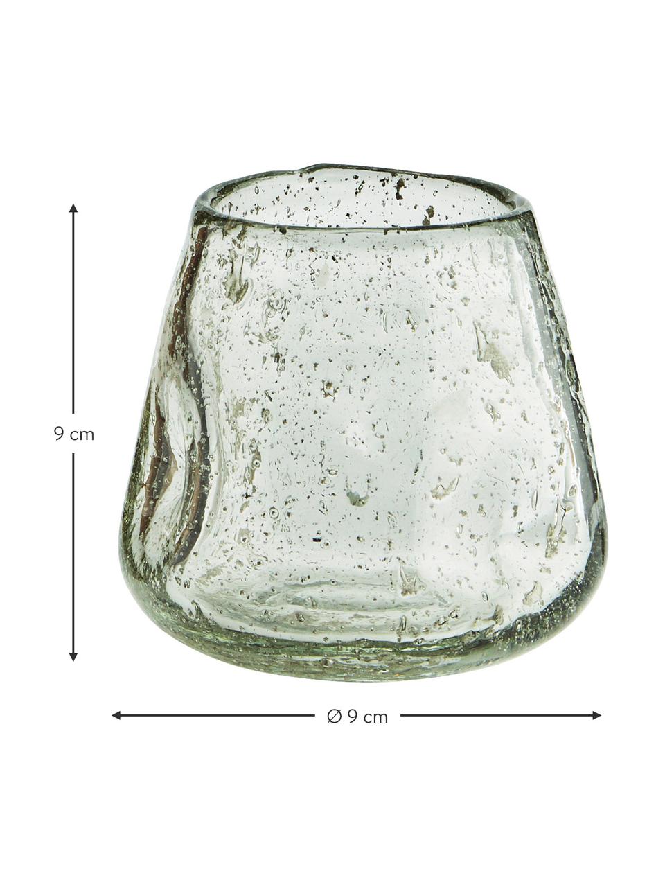 Handgefertigter Teelichthalter Bubble, 2 Stück, Glas, Grün, Ø 9 x H 9 cm