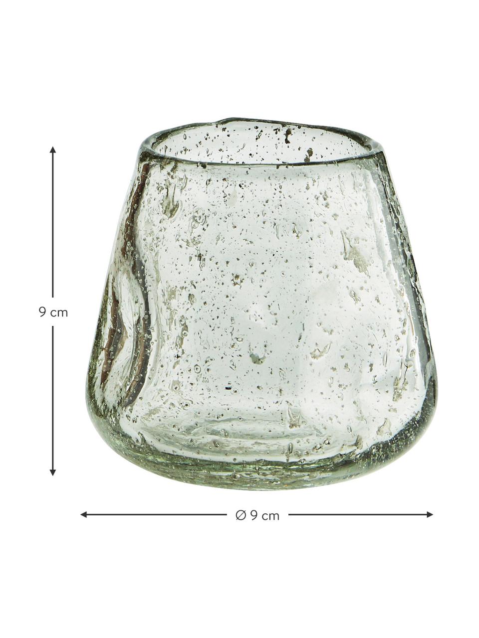 Ręcznie wykonany świecznik na podgrzewacze Bubble, 2 szt., Szkło, Zielony, Ø 9 x W 9 cm