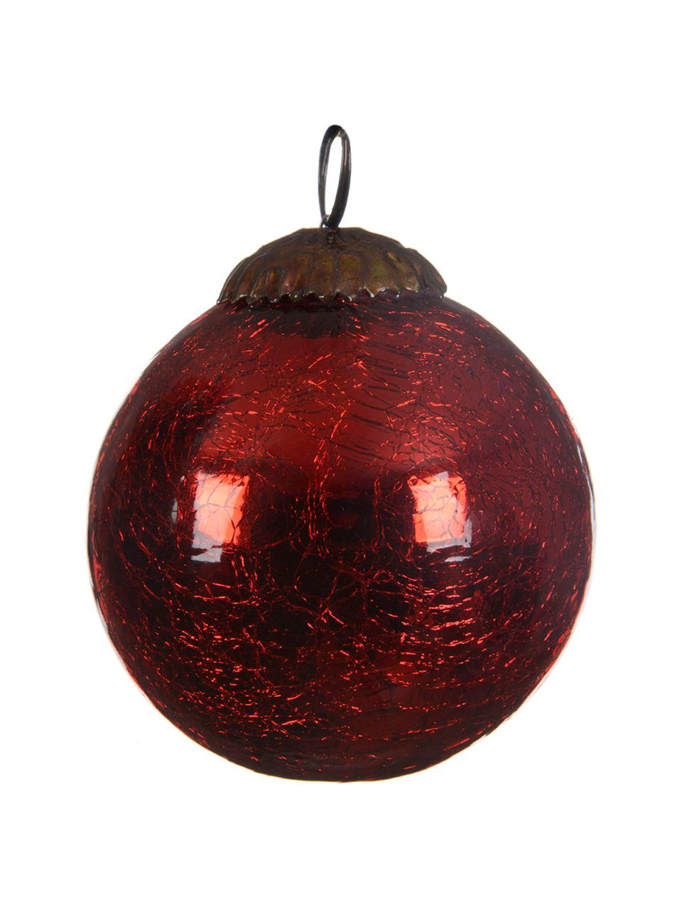 Bolas de Navidad Craquele, 2 uds., Rojo, Ø 8 cm