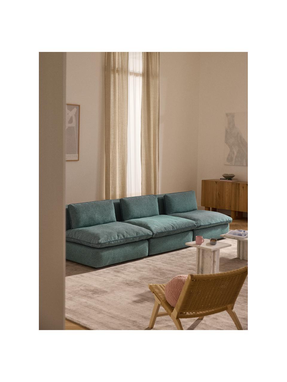 Modulares Sofa Felix (3-Sitzer), Bezug: 100 % Polyester Der strap, Gestell: Massives Kiefern- und Fic, Webstoff Türkisgrün, B 300 x T 110 cm