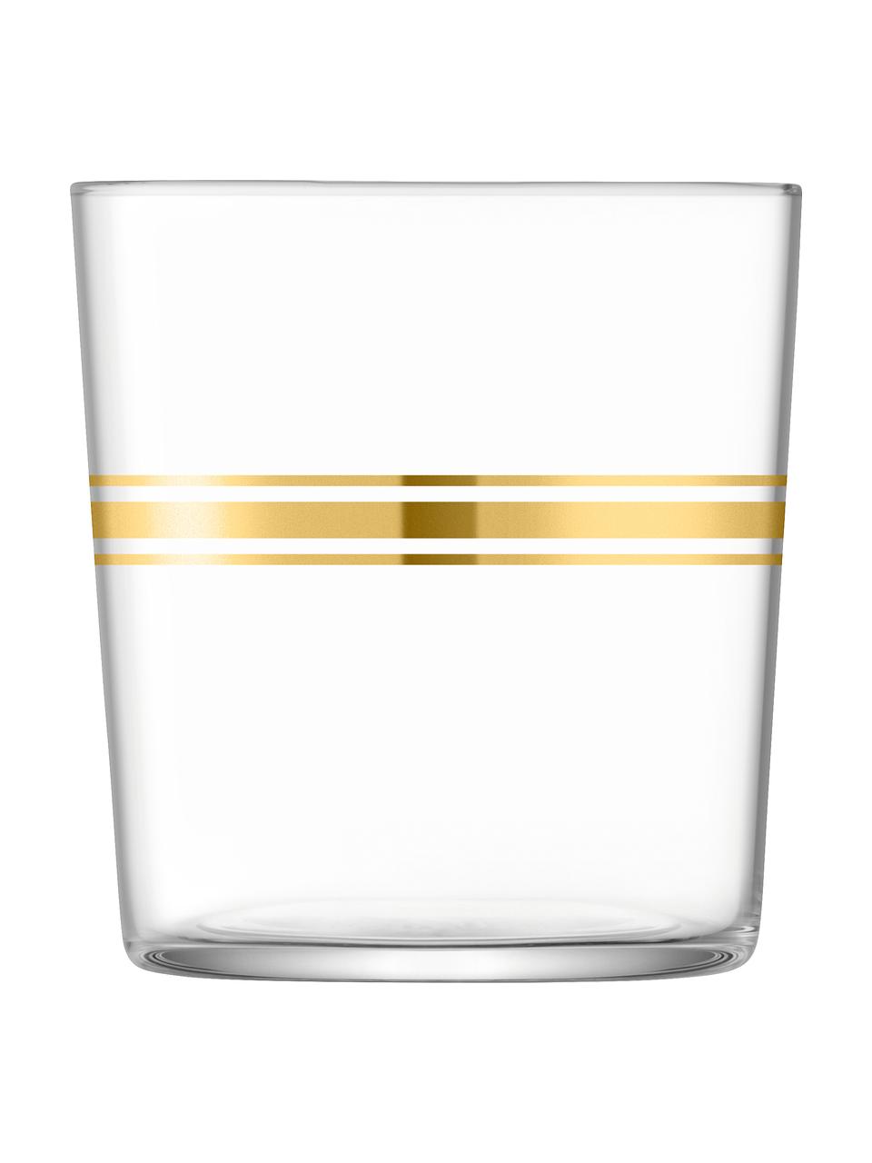 Wassergläser Deco mit Goldelementen, 8er-Set, Glas, Transparent, Goldfarben, Ø 8 x H 9 cm