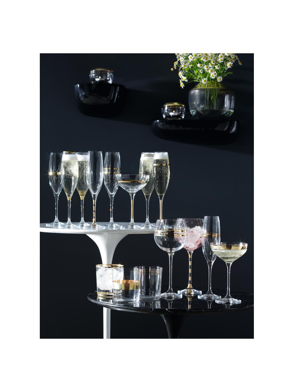 Set 8 bicchieri acqua con elementi in oro Deco, Vetro, Trasparente, dorato, Ø 8 x Alt. 9 cm